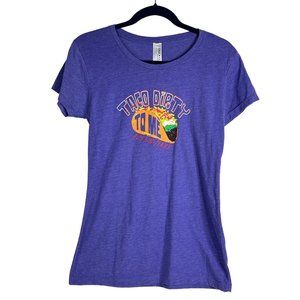 4/$25 DuckCo Graphic T Shirt Austin Texas Taco Dirty Short Sleeve Purple Adult M